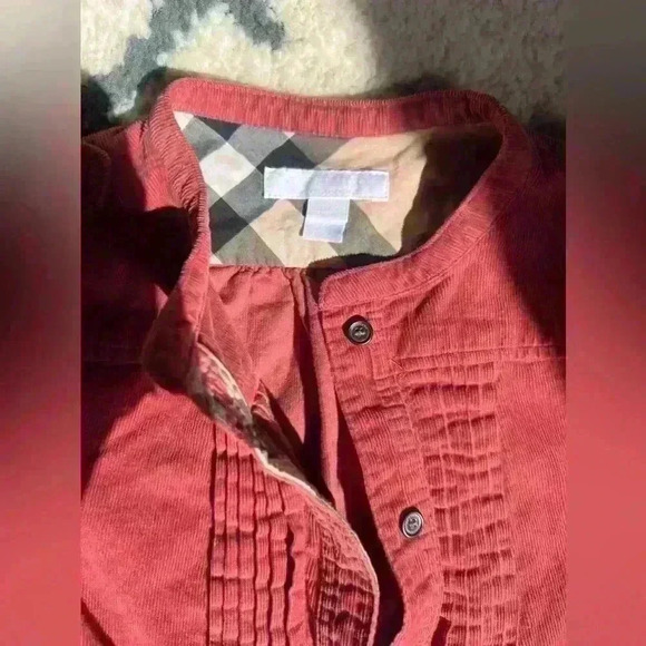 BURBERRY PINK DRESS corduroy check classic Burberry style infant 12 months - Picture 2 of 5